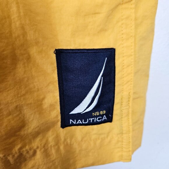 Nautica Mens Yellow Swim Trunks XXL W/ Mesh Lining & Navy Stripe Drawstring - Picture 4 of 9